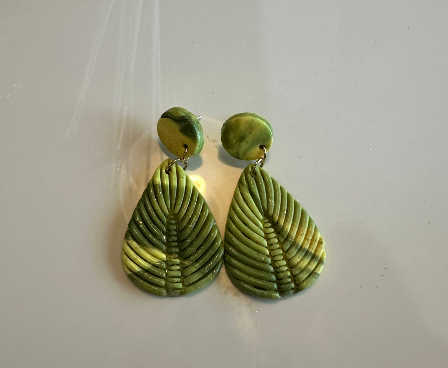 Polymer Clay Earrings- Carmella-Olive & Yellow