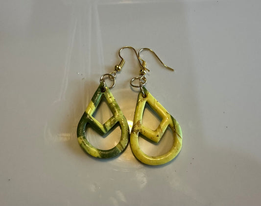 Polymer Clay Earrings- Carmala-Olive & Yellow